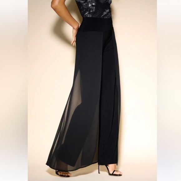 JOSEPH RIBKOFF PALAZZO Chiffon Overlay Wide Leg Pants - Picture 2 of 11
